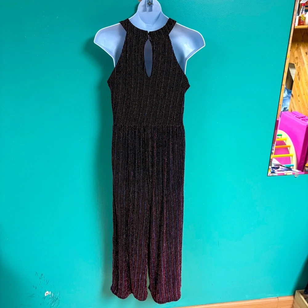 Knitworks Rainbow Shimmer Stripe Halter Neck Keyhole Detail Jumpsuit Girls 14